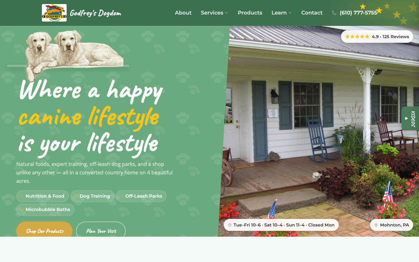 Screenshot of the Godfrey's Welcome to Dogdom website